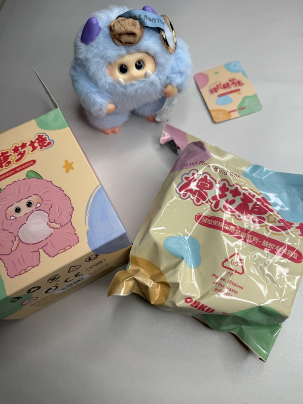 Giggle Monster Plush Keychain Blue Sea Salt Chill Blind Box Opened